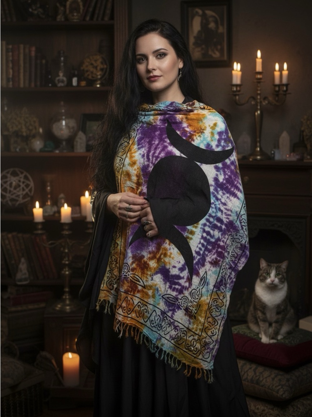Multicolor Tie-Dye Moon Shawl